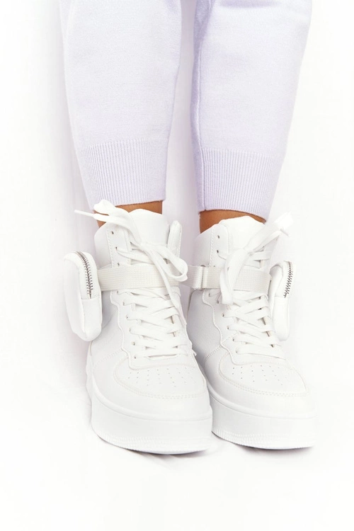 Sportowe Buty Na Platformie Z Nerką Białe Alexis