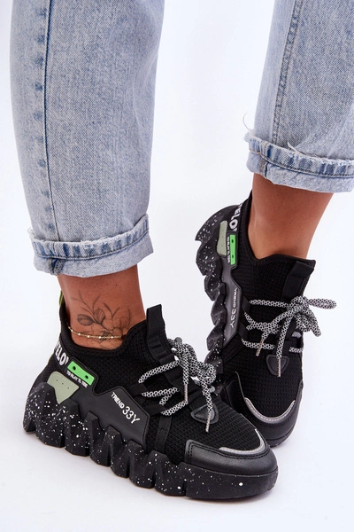 Wsuwane Modne Sneakersy Czarne Evolution