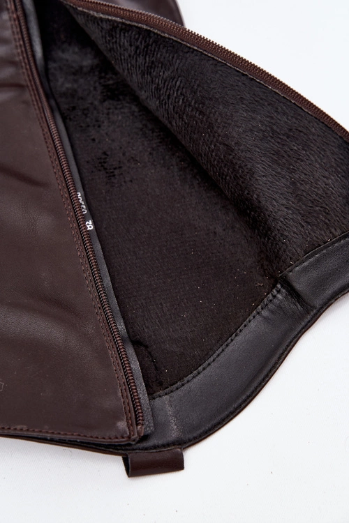 Ocieplane Kozaki Kowbojki Na Słupku Z Eko Skóry Czekoladowe Mavine