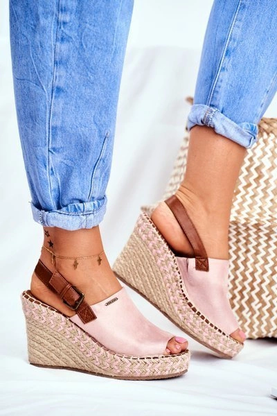 Sandały Damskie Na Koturnie Big Star Różowe FF274984