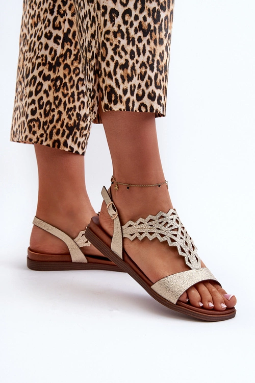 Płaskie Sandały Damskie Sergio Leone SK070H Złote