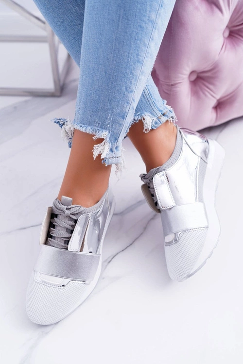 Lu Boo Damskie Srebrne Sportowe Buty Madoni