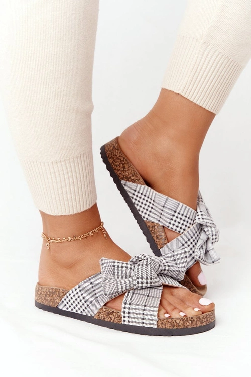 Klapki Na Korkowej Podeszwie Vinceza 20-30105 Szare W Kratę