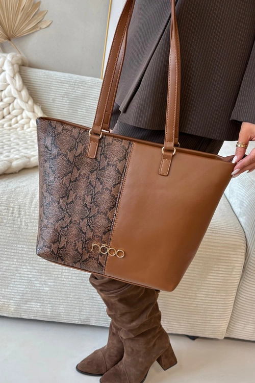 Torebka Shopperka Zwierzęcy Wzór NOBO BAG5740-M17 Brązowa