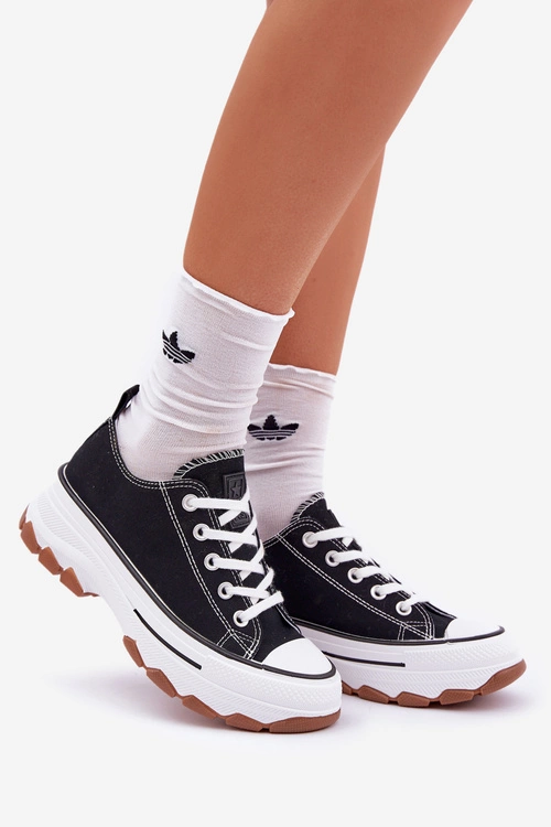 Niskie Trampki Damskie Na Platformie Czarne Aradwin