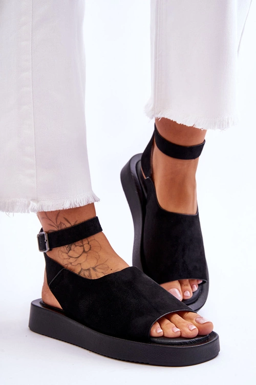 Wygodne Sandały Damskie Na Platformie Czarne Rubie