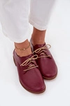 Skórzane Półbuty Damskie Eleganckie Sznurowane Zazoo 4238 Bordowe