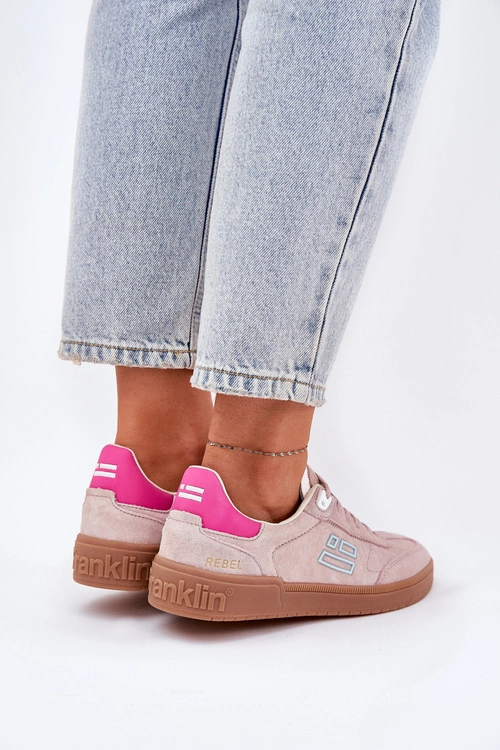 Zamszowe Buty Sportowe Sneakersy Damskie D.Franklin DFSH387005 Brudny Róż