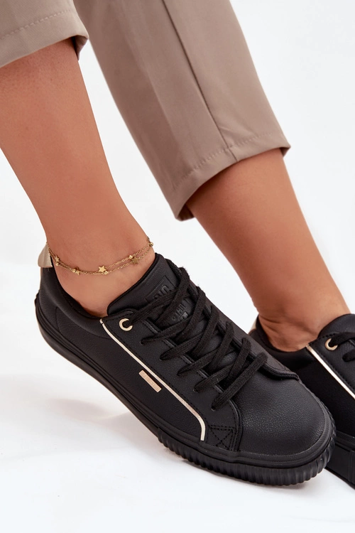 Damskie Sneakersy Z Eko Skóry Big Star SS274025 Czarno-Złote