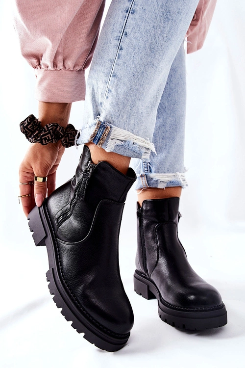 Wysokie Botki Z Suwakami Czarne Silvan