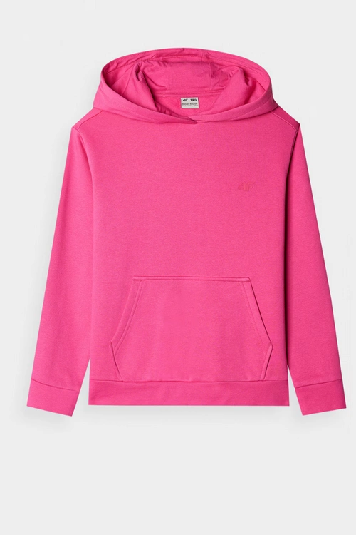 Dziewczęca Nierozpinana Bluza Z Kapturem Gładka Fuksja 4F 4FJWMM00TSWSF1316-55S