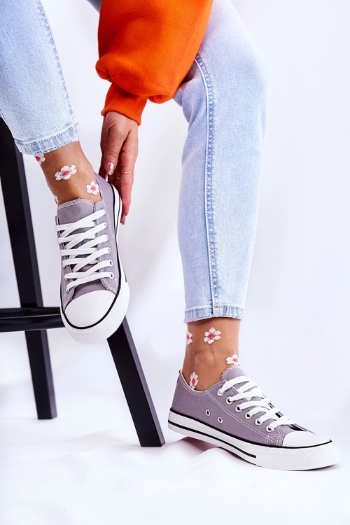 Damskie Klasyczne Trampki Wiązane Szare Be Mine