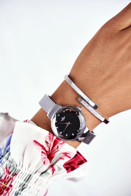 Damska Bransoleta Stalowa Z Cyrkoniami Srebrna Sekvana