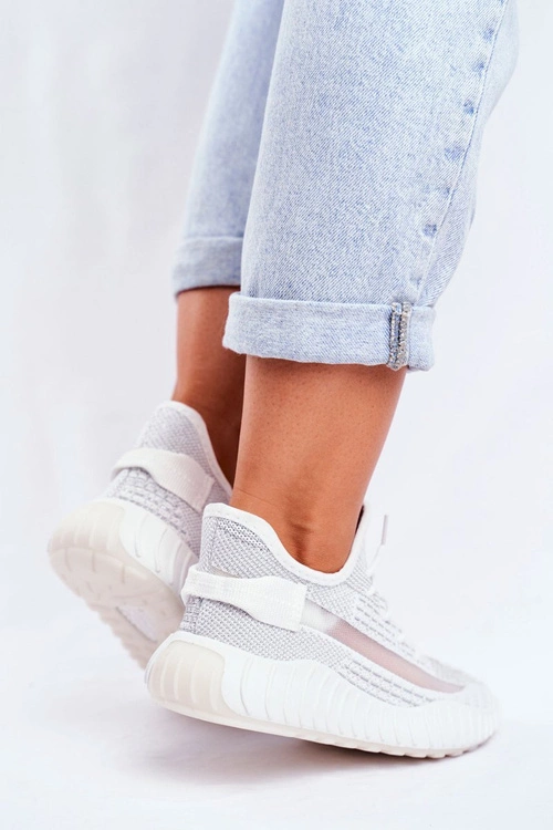 Damskie Sportowe Buty Lekkie Przewiewne Srebrne Lumiere