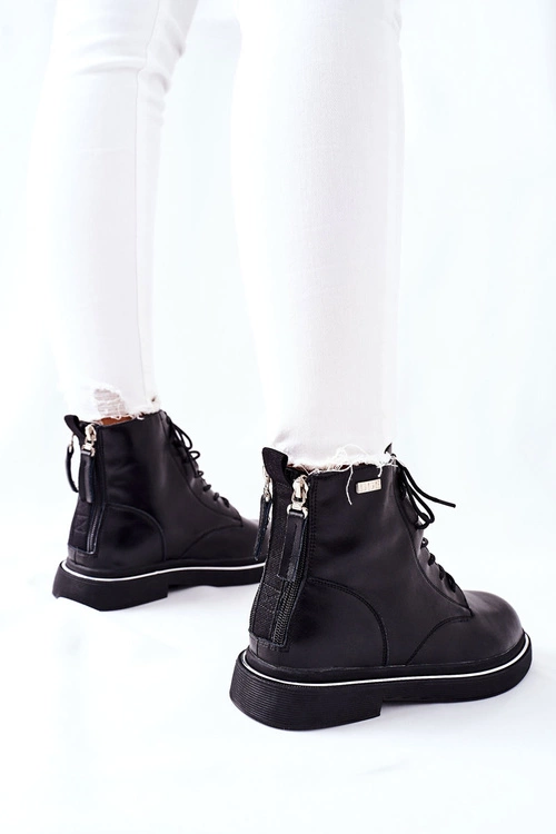 Damskie Skórzane Botki GOE II2N4014 Czarne