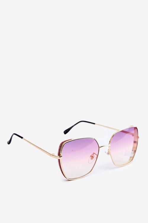 Okulary Przeciwsłoneczne Damskie Z Brokatowymi Wstawkami UV400 Różowe