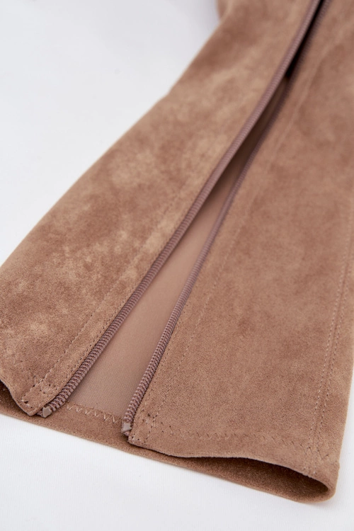 Kozaki Damskie Na Niskim Obcasie Eko Zamszowe Sergio Leone KZ212 Beżowe