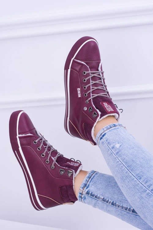 Big Star Ocieplane Bordowe Damskie Tenisówki BB274007