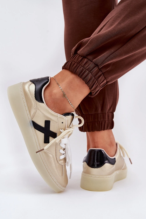 Niskie Buty Sportowe Damskie Złote Zelevelis