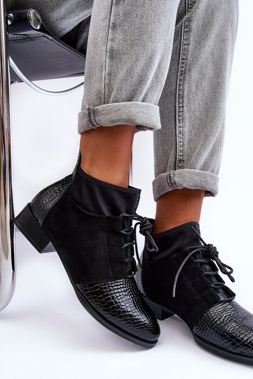 Półbuty Damskie Na Płaskim Obcasie Czarne S.Barski 259-1