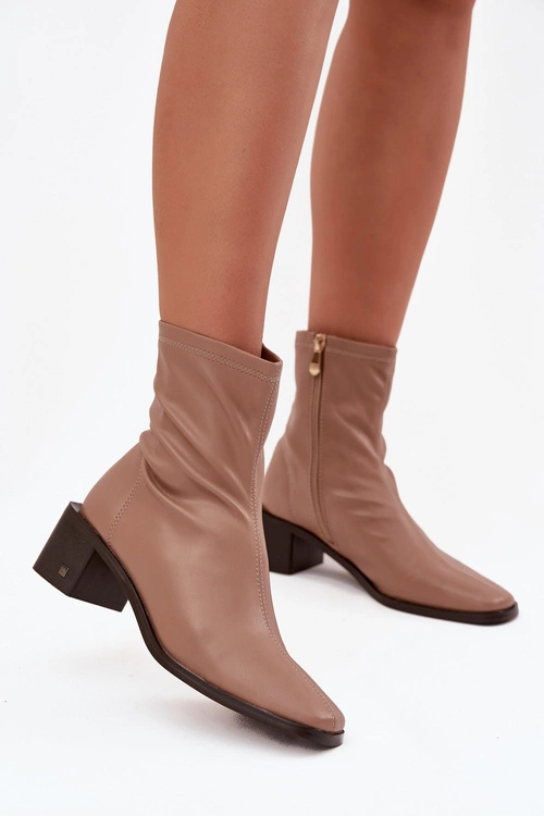 Damskie Botki Na Obcasie Vinceza 23-10791 Beżowe