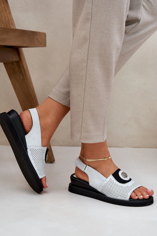 Sandały Damskie Na Koturnie Srebrne Isnnoria