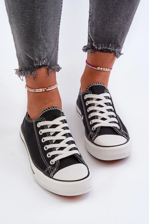 Trampki Damskie Klasyczne Niskie Czarne Caelira