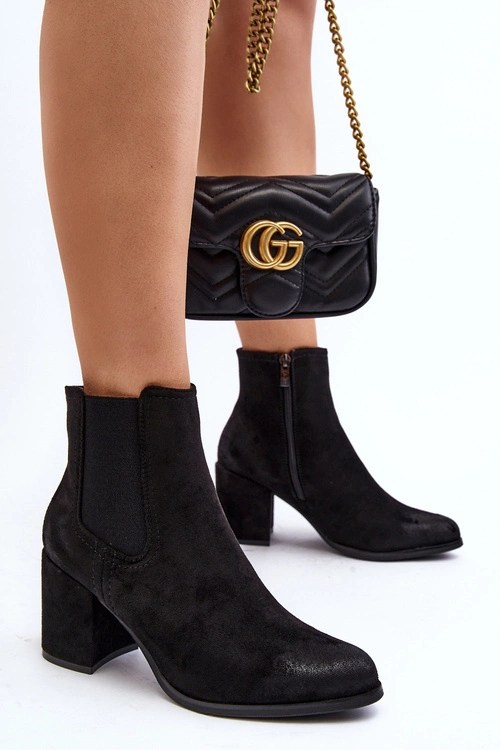 Damskie Botki Na Słupku Czarne Arianti