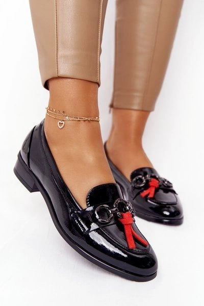 Eleganckie Damskie Mokasyny Vinceza 10585 Lakierowane Czarne