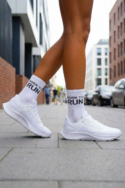 Skarpetki Damskie BORN TO RUN Białe