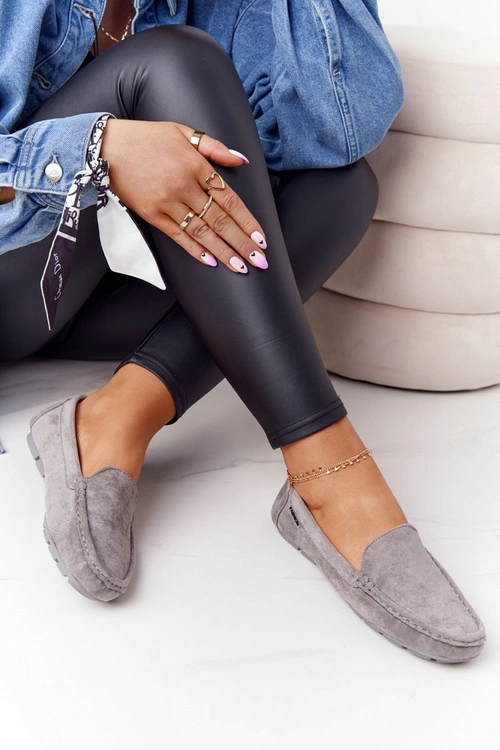 Damskie Zamszowe Mokasyny Szare San Marino