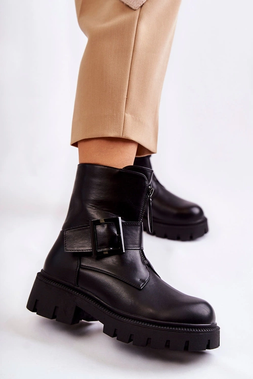 Damskie Botki Ocieplane Na Suwak Czarne Torey