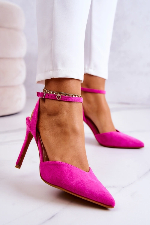 Zamszowe Szpilki Na Sprzączkę Fuksja Kharen