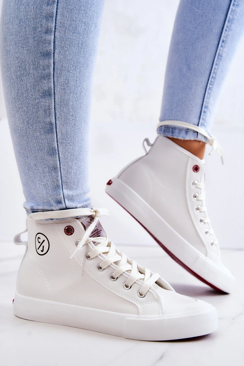Damskie Wysokie Trampki Cross Jeans JJ2R4056C Białe