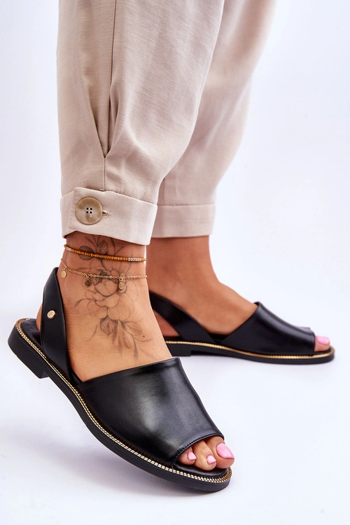 Skórzane Wsuwane Sandały Czarne Lemar Alivia