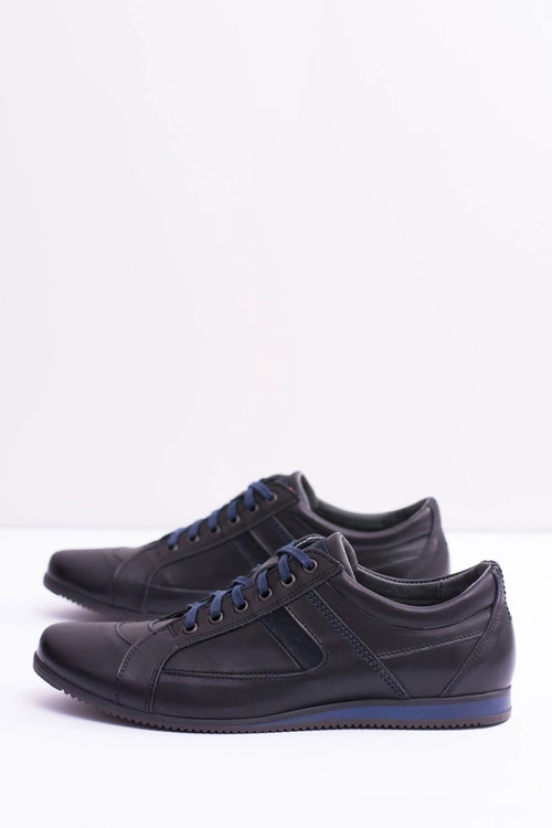 Skórzane Męskie Sportowe Półbuty Sferis Czarne