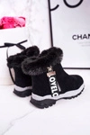 Dziecięce Ocieplane Botki Śniegowce Z Futerkiem Czarne Love-Love