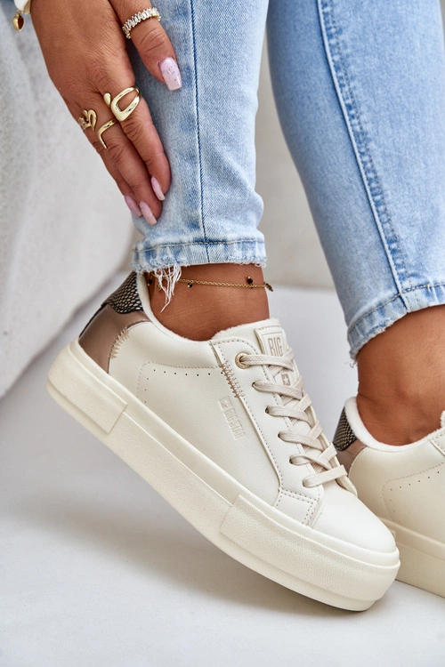 Ocieplane Trampki Damskie Na Platformie Big Star OO274A454 Beżowe