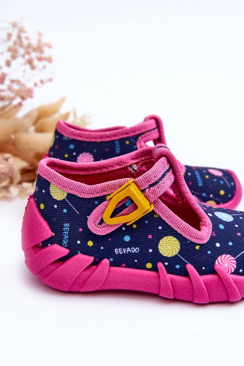 Buty Papcie Dziewczęce Befado 110P471 Różowo-Granatowe