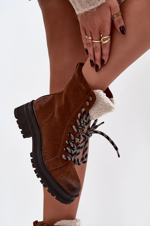 Botki Trapery Damskie Z Eko Skóry Camel Bellora