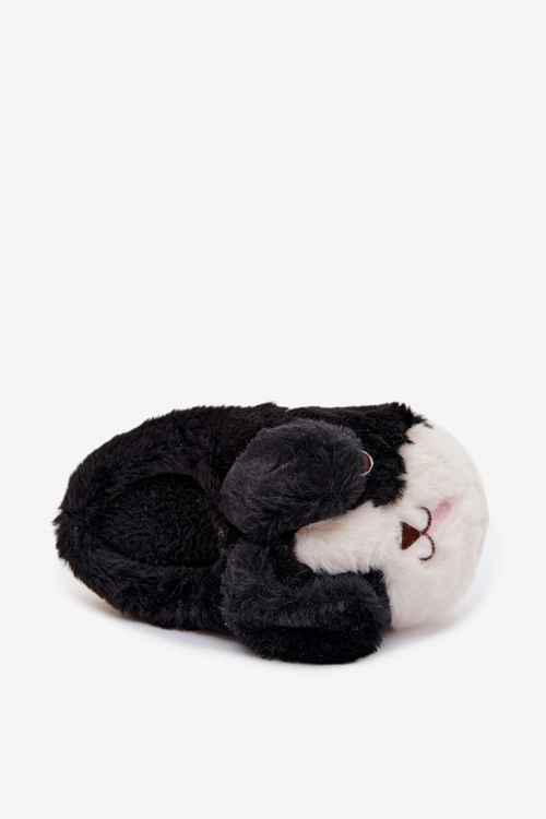 Dziecięce Futrzane Kapcie Pieski Czarne Farnise