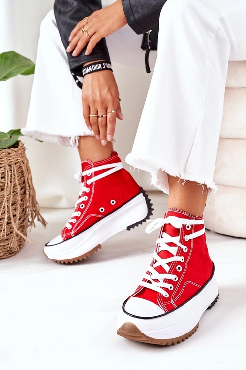 Wysokie Trampki Na Platformie Czerwone Electric Love