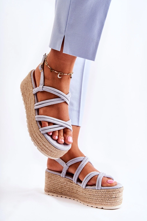 Sandały Na Platformie Z Plecionką Niebieskie Crazy In Love