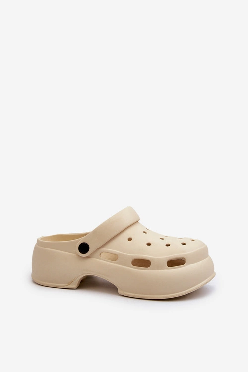 Piankowe Klapki Damskie Na Masywnej Podeszwie Beżowe Danollia