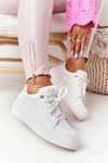 Damskie Skórzane Tenisówki Na Platformie Białe Nicole 2645