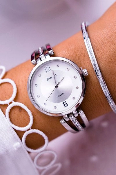 Damski Zegarek Ernest Cyrkonie Srebrny Alendi