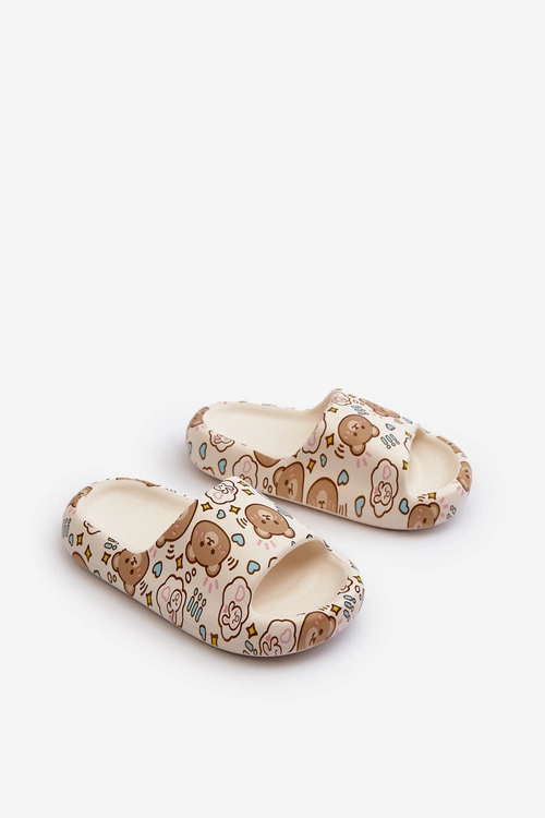 Dziecięce Lekkie Klapki W Misie Beżowe Evitrapa