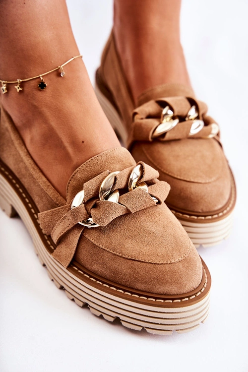 Damskie Półbuty Zamszowe Laura Messi 2523 Camel