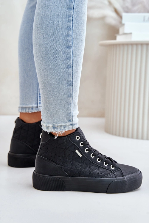 Ocieplane Trampki Damskie Z Przeszyciami Big Star OO274A480 Czarne