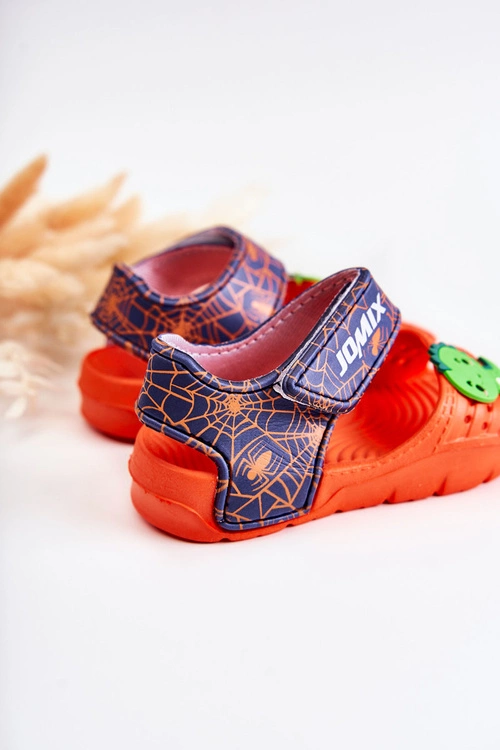 Dziecięce Lekkie Sandały Z Ozdobami Pomarańczowo-Granatowe Trusty